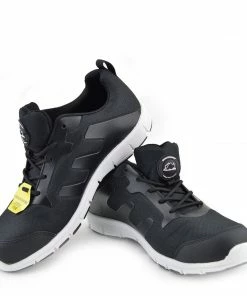 Kickfootwear Groundwork Mens Lightweight Steel Toe Safety Trainers - Black-White