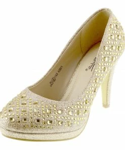 Kickfootwear WOMENS Evie Sparkle Detail Court Shoes - Gold