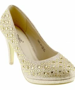 Kickfootwear WOMENS Evie Sparkle Detail Court Shoes - Gold