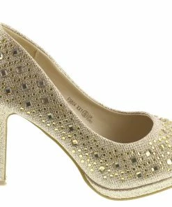 Kickfootwear WOMENS Evie Sparkle Detail Court Shoes - Gold