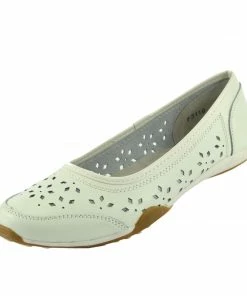 Kickfootwear Leather Flat Casual Comfort Pumps - White F3119 WOMENS