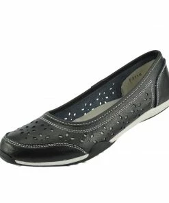 Kickfootwear Leather Flat Casual Comfort Pumps -Black F3119