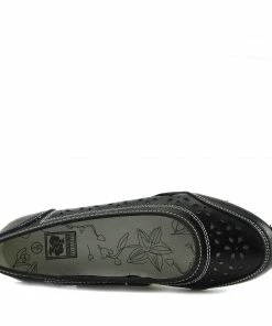 Kickfootwear Leather Flat Casual Comfort Pumps -Black F3119 5 Kickfootwear Leather Flat Casual Comfort Pumps -Black F3119