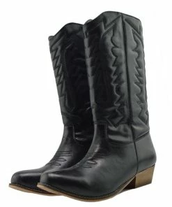 Kickfootwear Belle Faux Leather Western Cowboy Boots - Black WOMENS