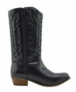 Kickfootwear Belle Faux Leather Western Cowboy Boots - Black WOMENS