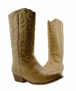 Kickfootwear Belle Faux Leather Western Cowboy Boots - Tan