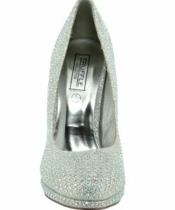 Kickfootwear Liberty Diamante Gem Glitter Court Shoes - Silver WOMENS