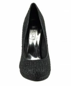 Kickfootwear Liberty Diamante Gem Glitter Court Shoes - Black