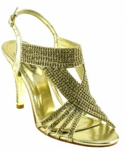 Kickfootwear Heeled Strappy Diamante Sandals - Gold