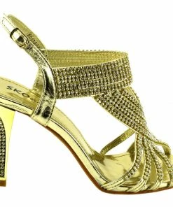 Kickfootwear Heeled Strappy Diamante Sandals - Gold