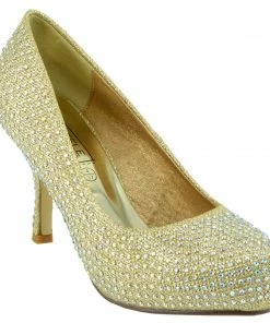 Kickfootwear Chelsea Kitten Diamante Court Shoe - Gold 8 Kickfootwear Chelsea Kitten Diamante Court Shoe - Gold