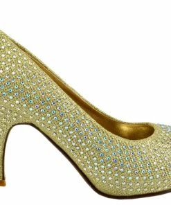 Kickfootwear Chelsea Kitten Diamante Court Shoe - Gold 7 Kickfootwear Chelsea Kitten Diamante Court Shoe - Gold