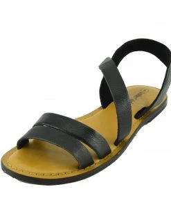 Kickfootwear Ladies Fashion Summer Casual Sandals Natural Leather Shoes - Black F0936