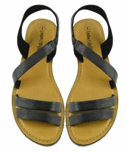 Kickfootwear Ladies Fashion Summer Casual Sandals Natural Leather Shoes - Black F0936