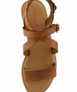 Kickfootwear Selma Leather Buckle Strap Gladiator Sandals - Orange WOMENS