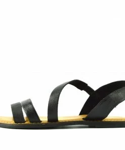 Kickfootwear Ladies Fashion Summer Casual Sandals Natural Leather Shoes - Black F0936