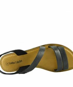 Kickfootwear Ladies Fashion Summer Casual Sandals Natural Leather Shoes - Black F0936