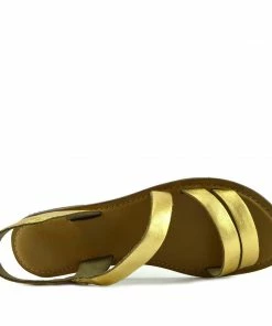 Kickfootwear WOMENS Selma Leather Elastic Strap Gladiator Sandals - Gold
