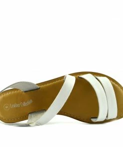 Kickfootwear Selma Leather Elastic Strap Gladiator Sandals - White