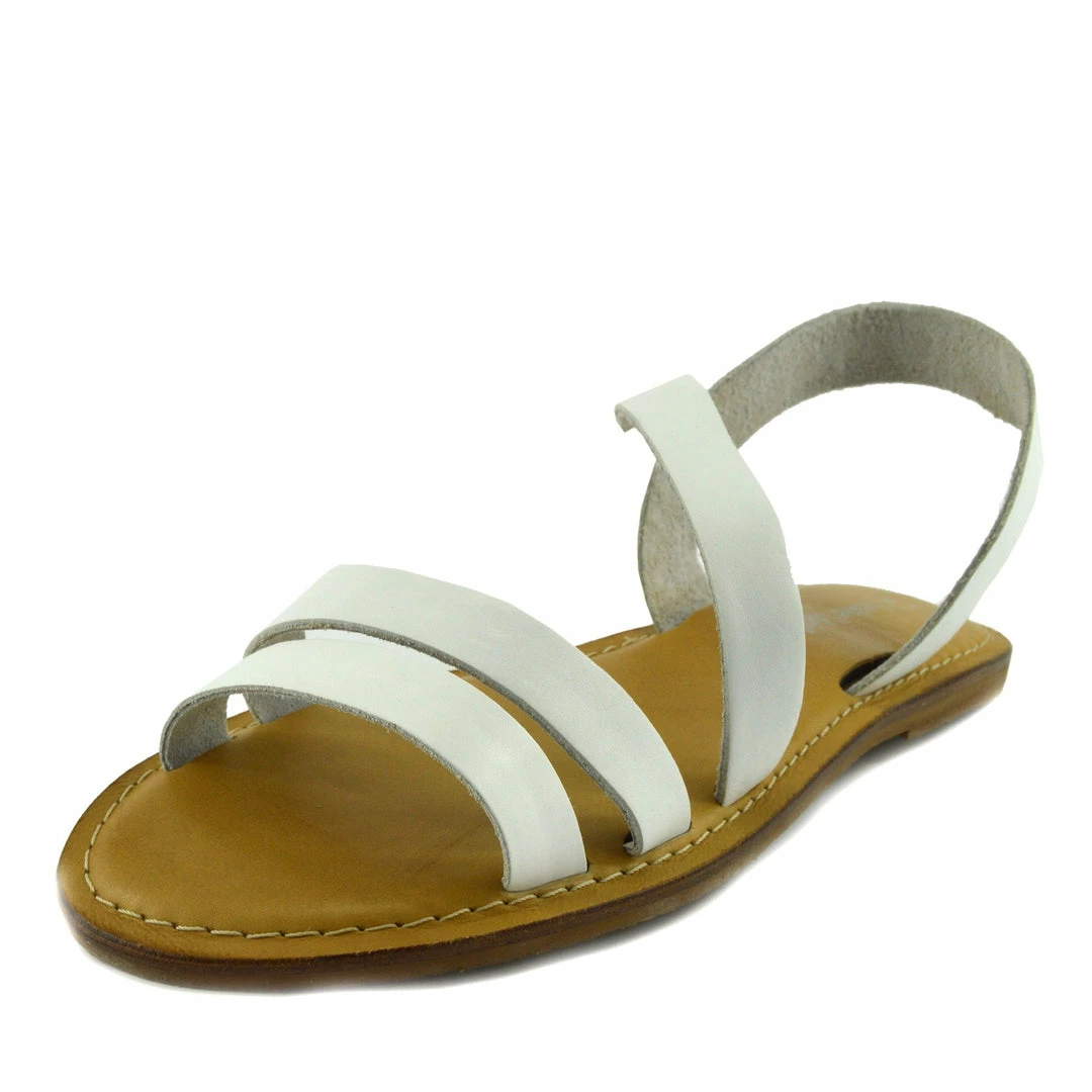 Kickfootwear Selma Leather Elastic Strap Gladiator Sandals - White 1 Kickfootwear Selma Leather Elastic Strap Gladiator Sandals - White