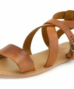 Kickfootwear Selma Leather Buckle Strap Gladiator Sandals - Orange WOMENS