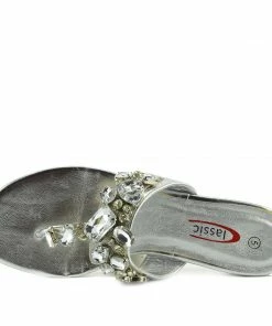 Kickfootwear Sparkly Gem Flat Sandal - Silver WOMENS