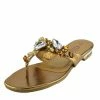 Kickfootwear Sparkly Multi Gem Flat Sandal - Bronze Gold WOMENS