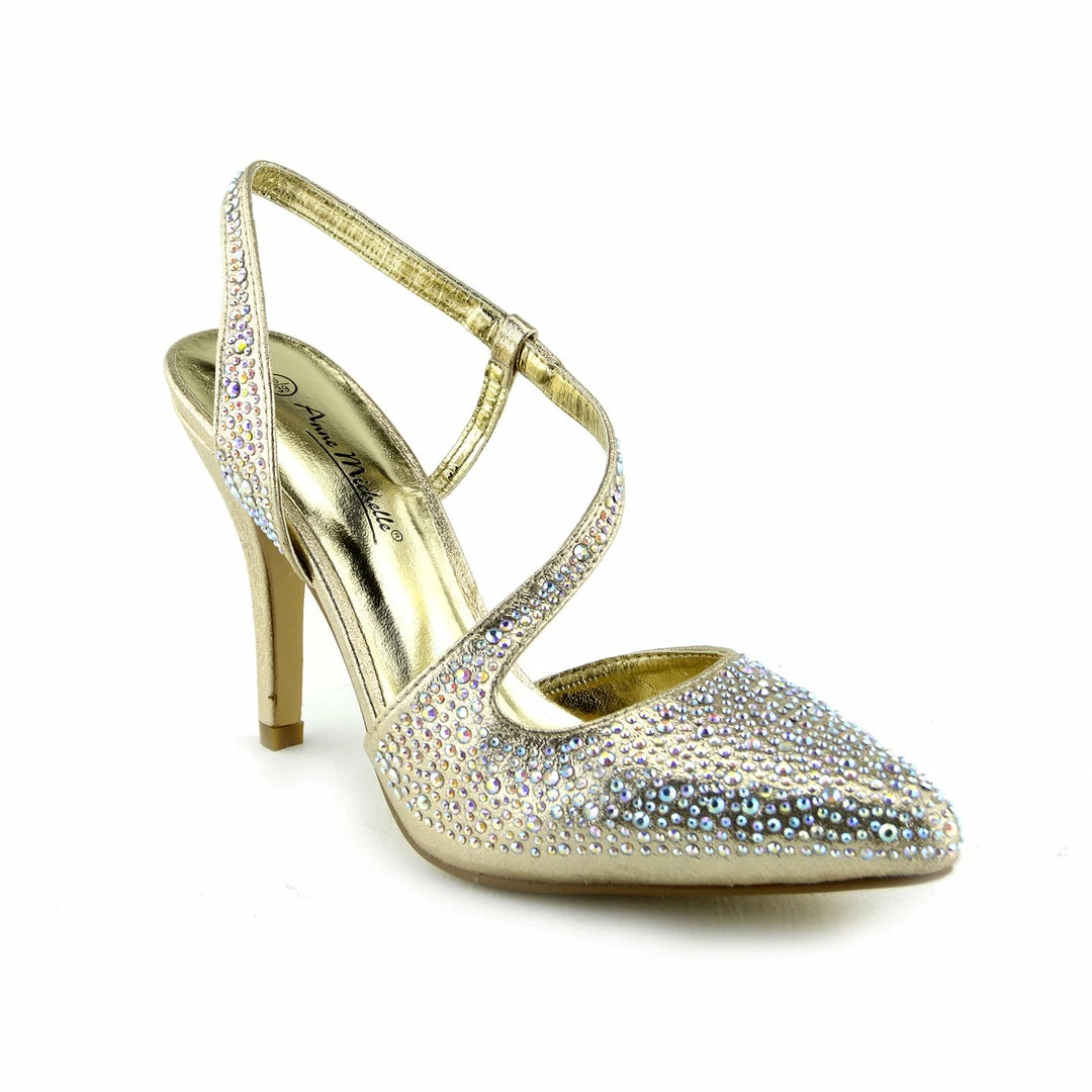 Kickfootwear WOMENS Gold Ultra Sparkle Pointed Slingback Shoes 3 Kickfootwear WOMENS Gold Ultra Sparkle Pointed Slingback Shoes