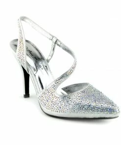 Kickfootwear Silver Ultra Sparkle Pointed Slingback Shoes 7 Kickfootwear Silver Ultra Sparkle Pointed Slingback Shoes