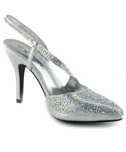 Kickfootwear Silver Ultra Sparkle Pointed Slingback Shoes
