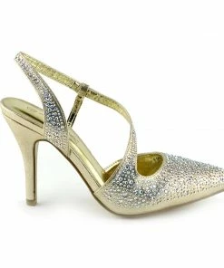 Kickfootwear WOMENS Gold Ultra Sparkle Pointed Slingback Shoes 8 Kickfootwear WOMENS Gold Ultra Sparkle Pointed Slingback Shoes