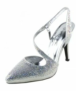 Kickfootwear Silver Ultra Sparkle Pointed Slingback Shoes 9 Kickfootwear Silver Ultra Sparkle Pointed Slingback Shoes