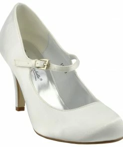 Kickfootwear Ladies Heels Wedding Satin Bridal Shoes - White