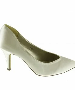 Kickfootwear WOMENS Ladies Heels Wedding Satin Bridal Shoes - Ivory Court