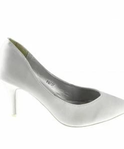 Kickfootwear Ladies Heels Wedding Satin Bridal Shoes - White Court