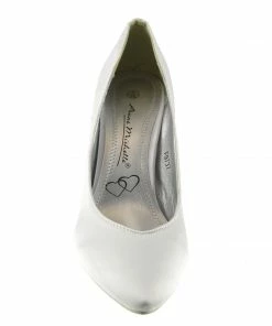 Kickfootwear Ladies Heels Wedding Satin Bridal Shoes - White Court