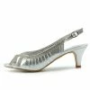 Kickfootwear WOMENS Cut Out Low Heel Party Peep Toe - Silver