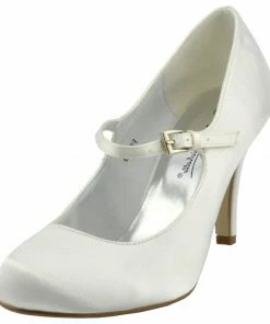 Kickfootwear Ladies Heels Wedding Satin Bridal Shoes - White