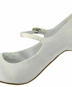 Kickfootwear Ladies Heels Wedding Satin Bridal Shoes - White
