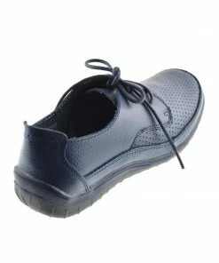 Kickfootwear Sporty Lace Up Leather Comfort Loafers - Navy