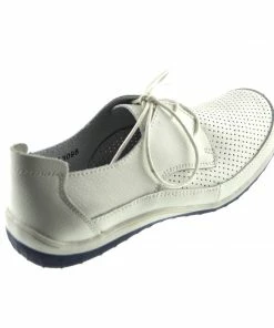 Kickfootwear WOMENS Sporty Lace Up Leather Comfort Loafers - White