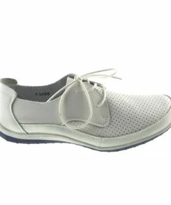 Kickfootwear WOMENS Sporty Lace Up Leather Comfort Loafers - White