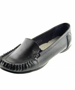 Kickfootwear Leather Moccasin Slipper Pumps - Black F8876 WOMENS
