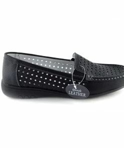 Kickfootwear Gala Breathable Leather Comfort Sole Shoes - Black WOMENS