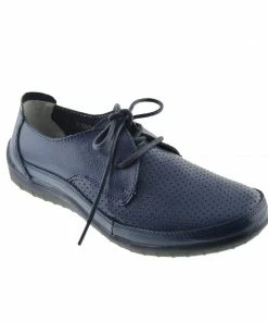 Kickfootwear Sporty Lace Up Leather Comfort Loafers - Navy