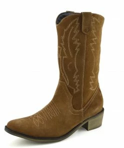 Kickfootwear WOMENS Kitty Dark Tan Suede Cowboy Boots