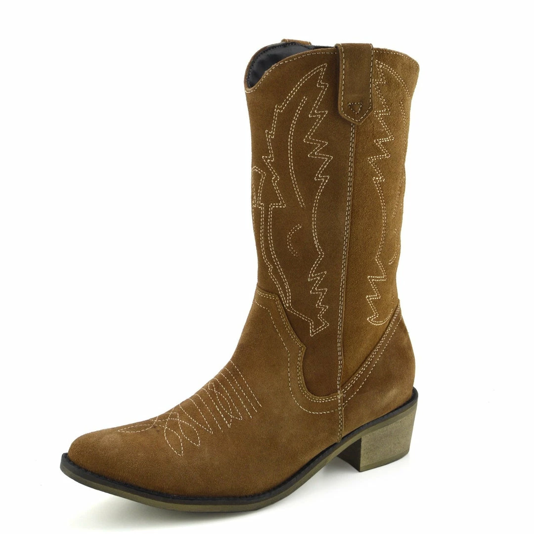 Kickfootwear WOMENS Kitty Dark Tan Suede Cowboy Boots 1 Kickfootwear WOMENS Kitty Dark Tan Suede Cowboy Boots