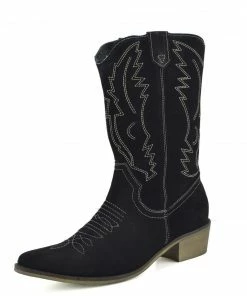 Kickfootwear WOMENS Kitty Black Suede Cowboy Boots