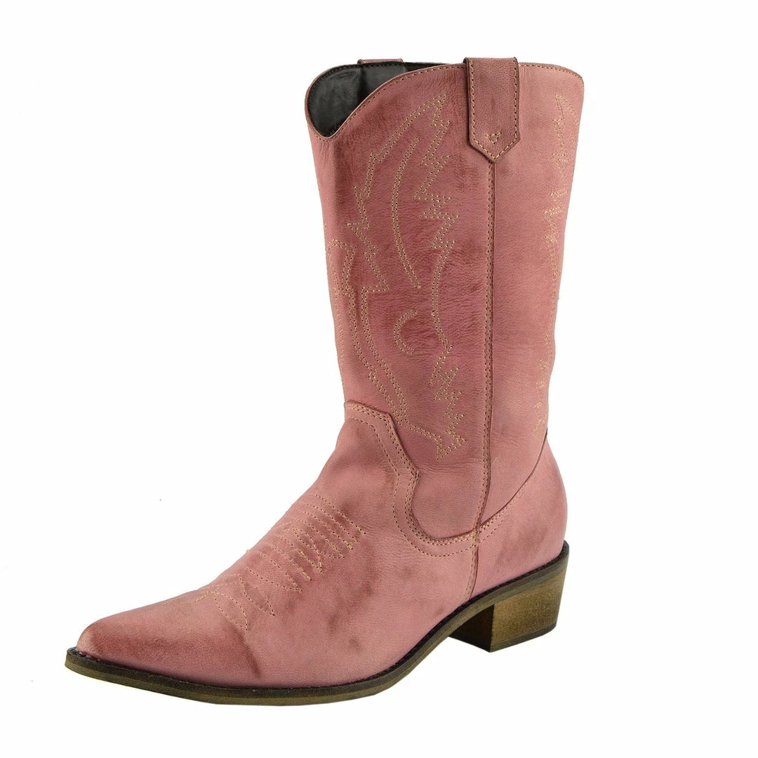 Kickfootwear Kitty Western Leather Womens Cowboy Boots - Pink 1 Kickfootwear Kitty Western Leather Womens Cowboy Boots - Pink