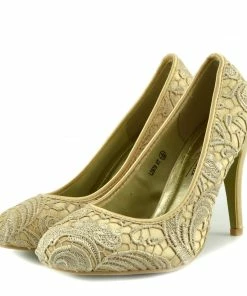 Kickfootwear Mesh Glitter Mid Court Shoes - Gold